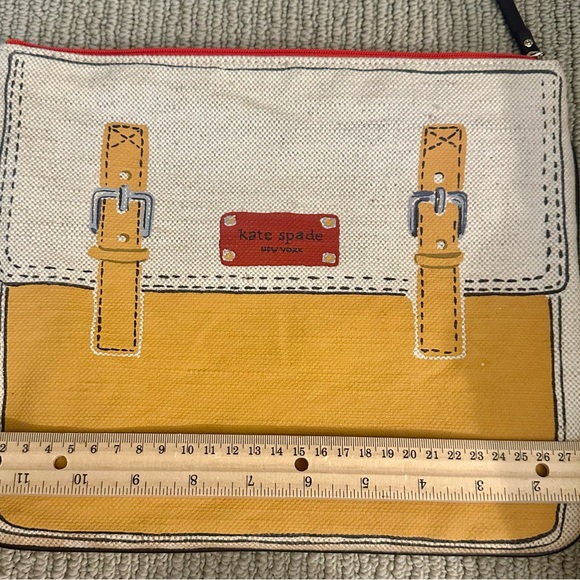 Kate Spade Canvas School Satchel Print Pouch – Large Zip Bag - Picture 10 of 10